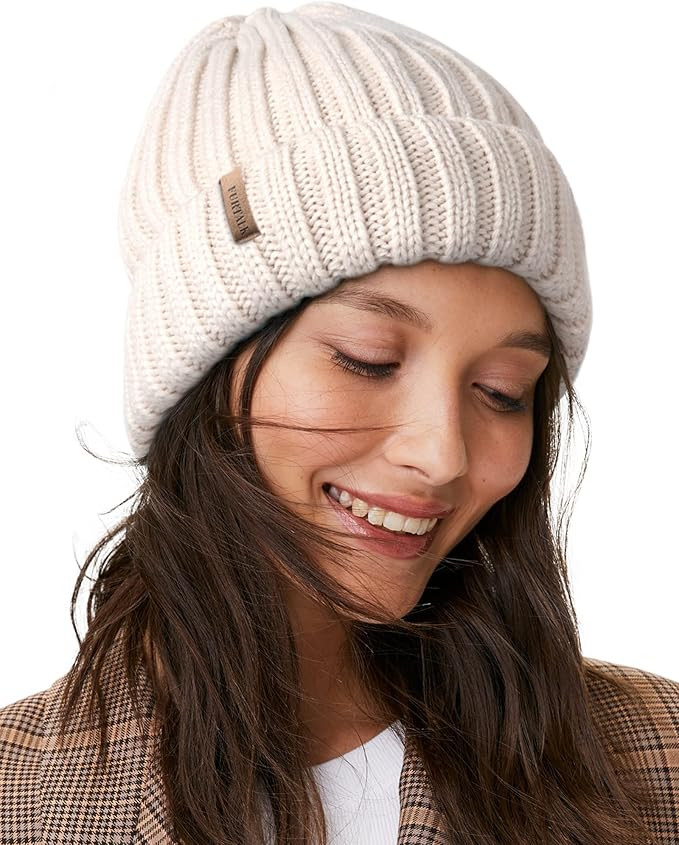 FURTALK Winter Hats for Women Fleece Lined Beanie Cable Knit Chunky Beanies Womens Snow Cap | Amazon (US)