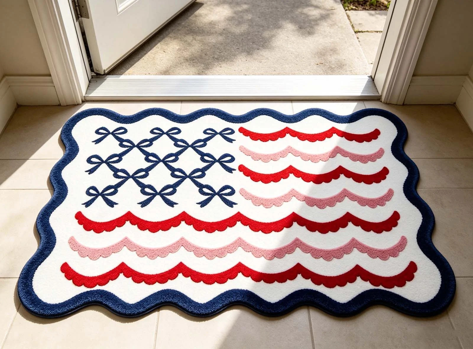 Clearance! 4th of July USA Bow Flag Bath Rugs, 32"x20" Red White Blue Decorative Bathroom Mat, In... | Walmart (US)