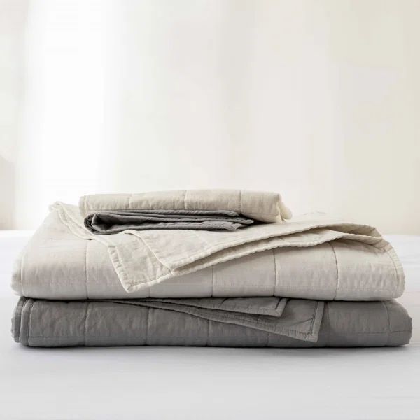 Roxton Box Stitch Linen Blend Quilt & Matching Pillow Shams | Wayfair North America