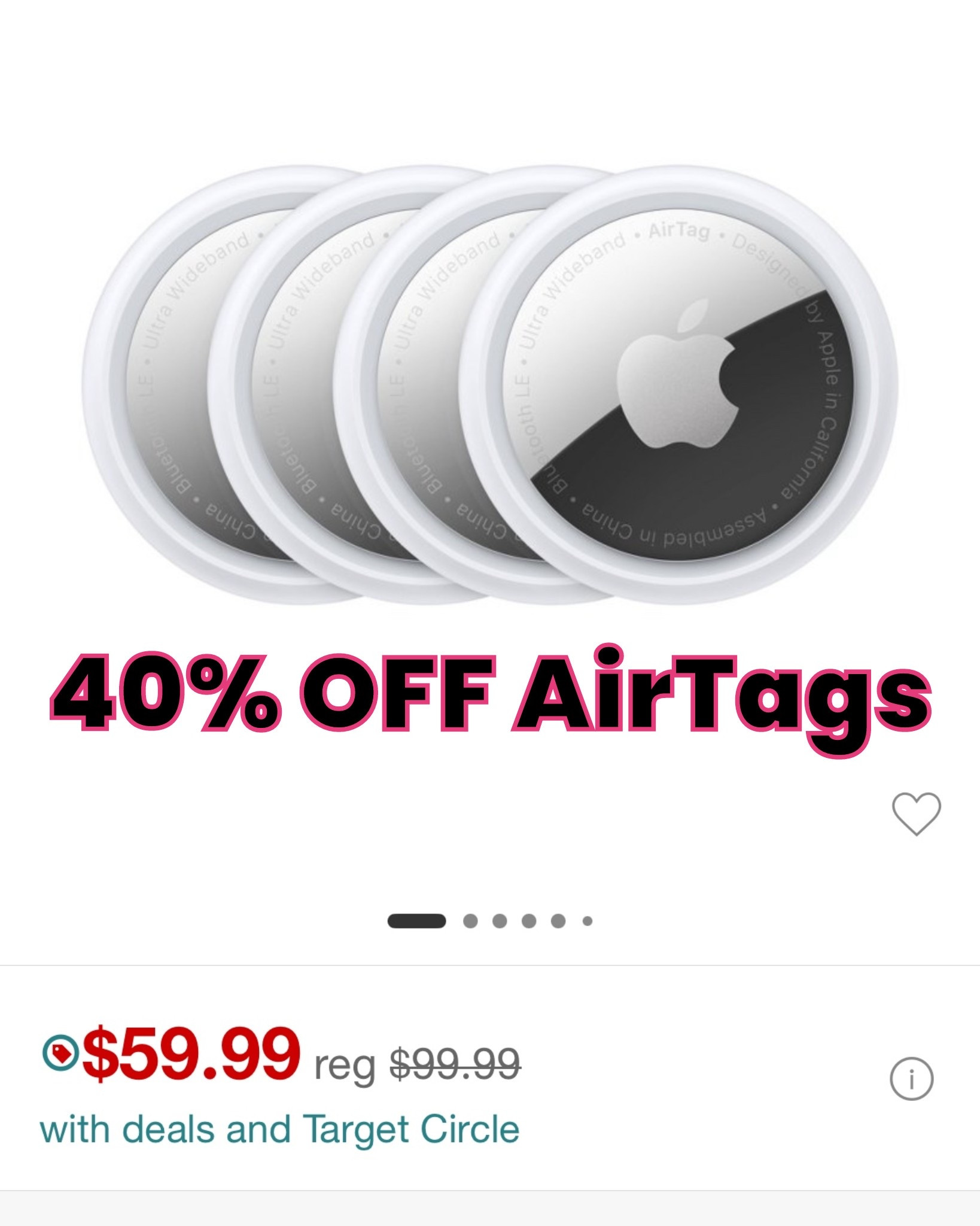 An incredible deal on Apple AirTags! Grab them for 40% off today from target. ￼￼