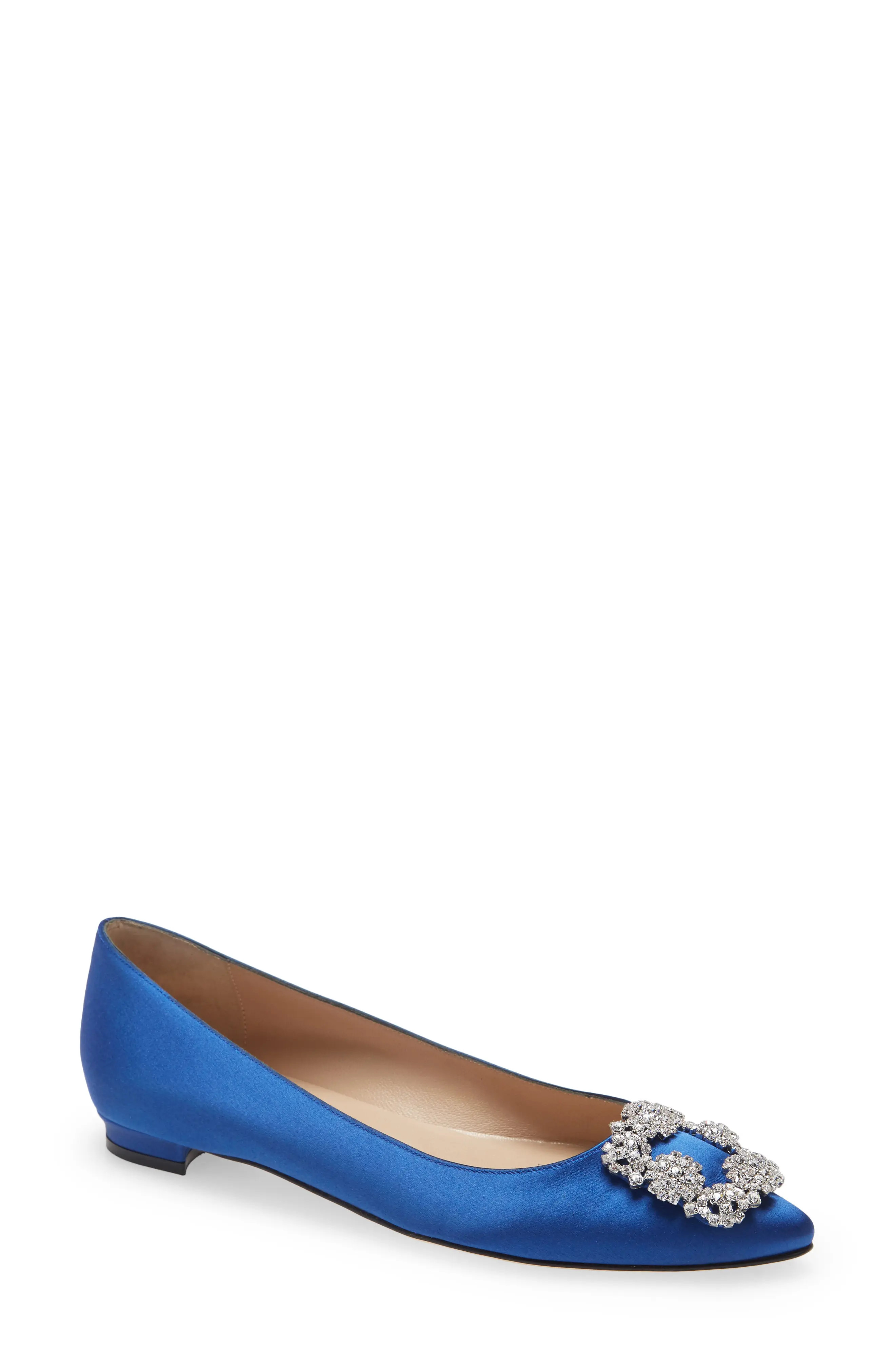 Manolo Blahnik Hangisi Crystal Buckle Flat (Women) | Nordstrom | Nordstrom