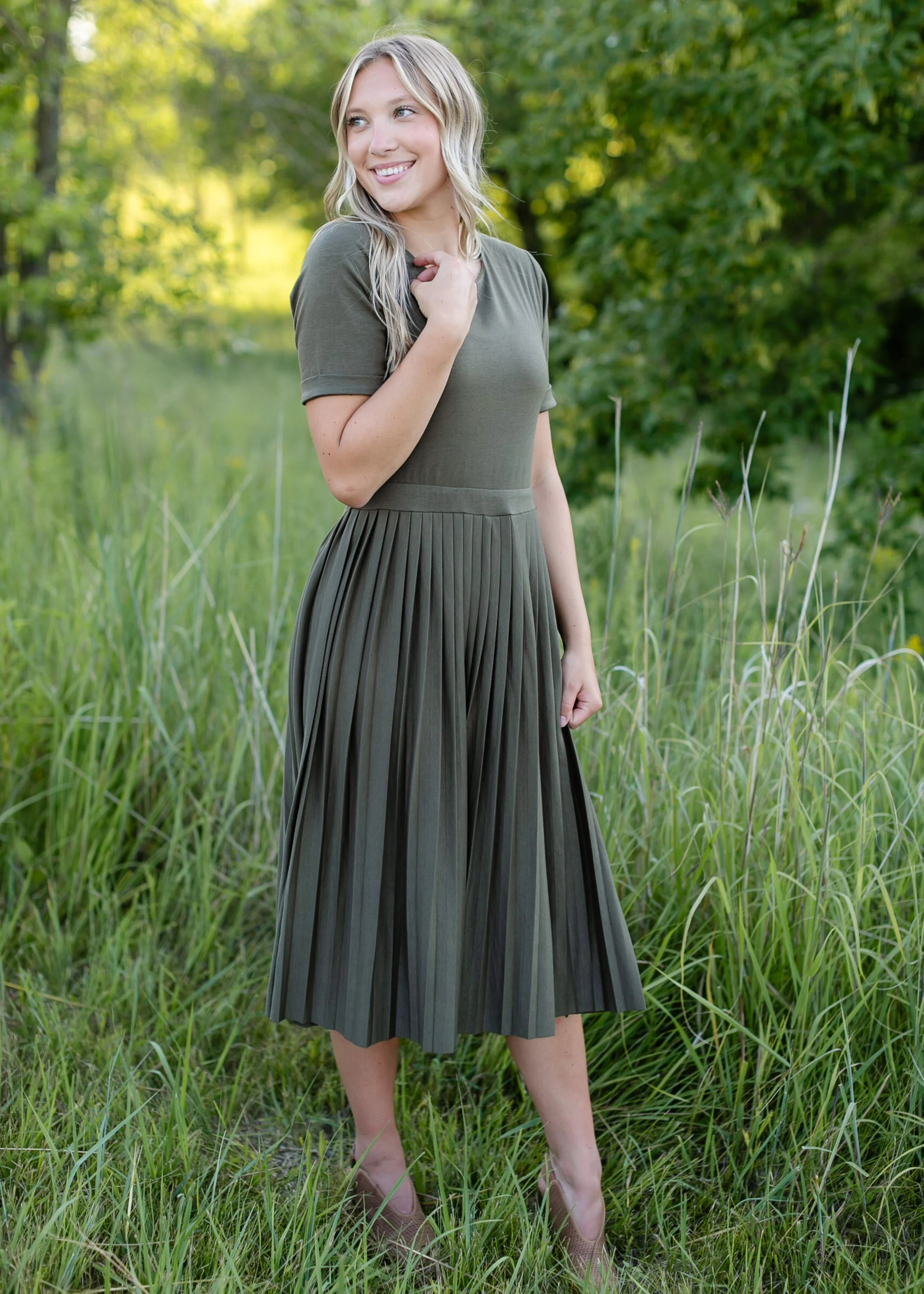 Emersyn Pleated Midi Dress | Inherit Clothing Co.