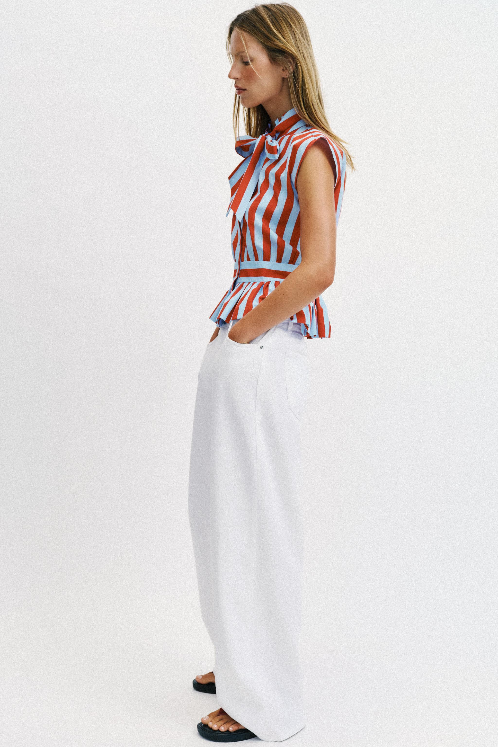 STRIPED KNOTTED SLEEVELESS SHIRT | Zara US