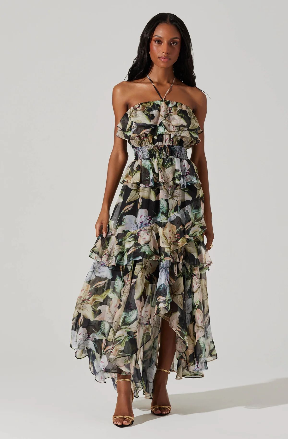 Elena Floral Halter Maxi Dress | ASTR The Label (US)