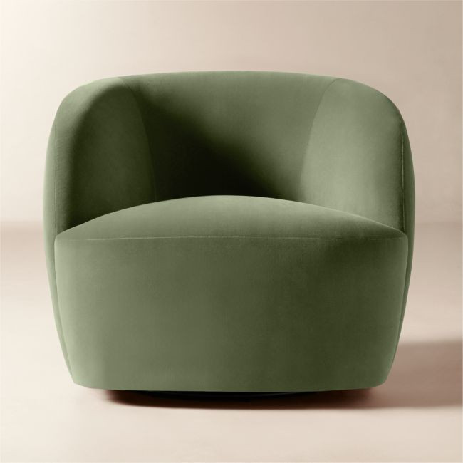 Gwyneth Sage Green Velvet Swivel Chair by goop Set of 2 | CB2