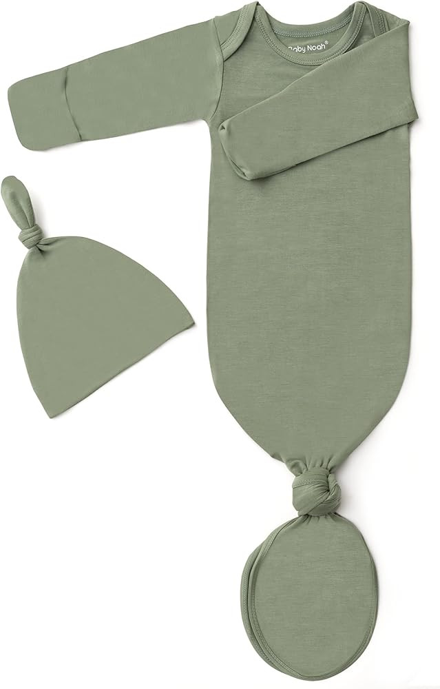 Baby Noah Newborn Knotted Gown for Boy Girls, Newborn Coming Home From Hospital Outfit, Baby Tie ... | Amazon (US)