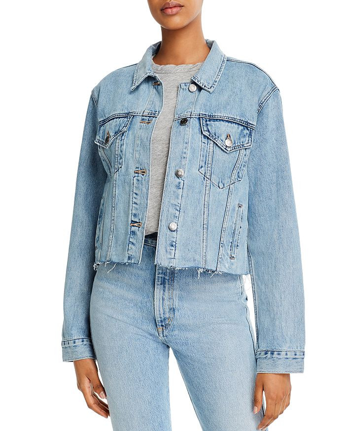 Naya Cotton Cropped Boyfriend Denim Jacket in Medium Blue | Bloomingdale's (US)
