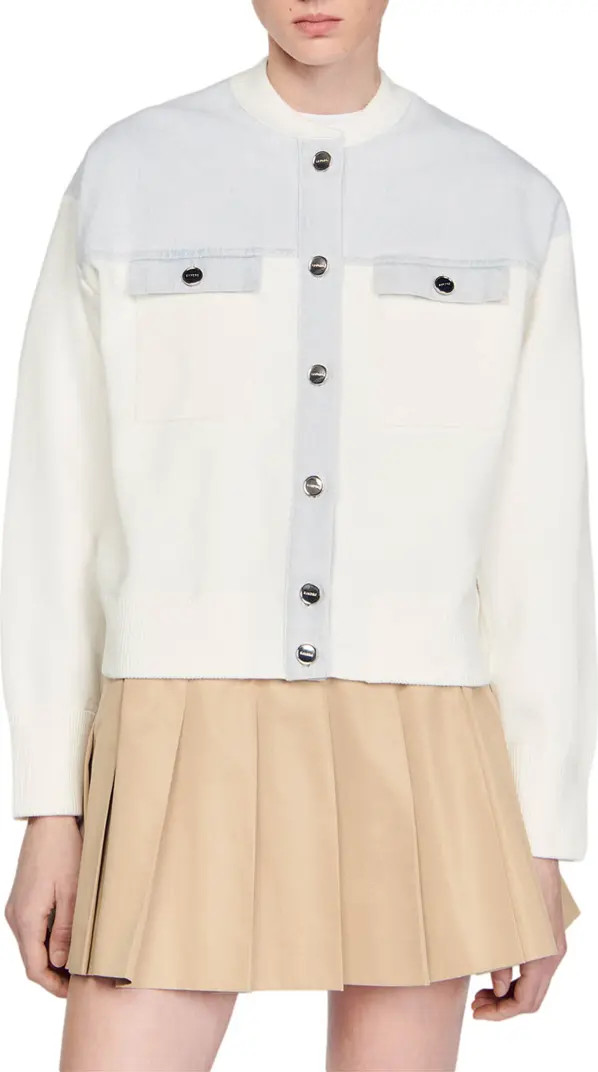sandro Tedy Mixed Media Jacket | Nordstrom | Nordstrom