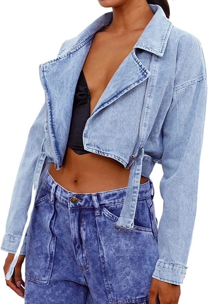 Justalwart Oversized Denim Jacket for Women Long Sleeve Classic Loose Jean Trucker Jacket | Amazon (US)