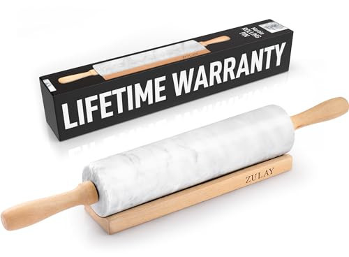 Zulay Kitchen 17-Inch Marble Rolling Pin With Stand - Polished Marble Rolling Pins For Baking With Long Beechwood Handle - Non-stick Roller Pin For Baking Pastries, Bread & Pizza | Amazon (US)