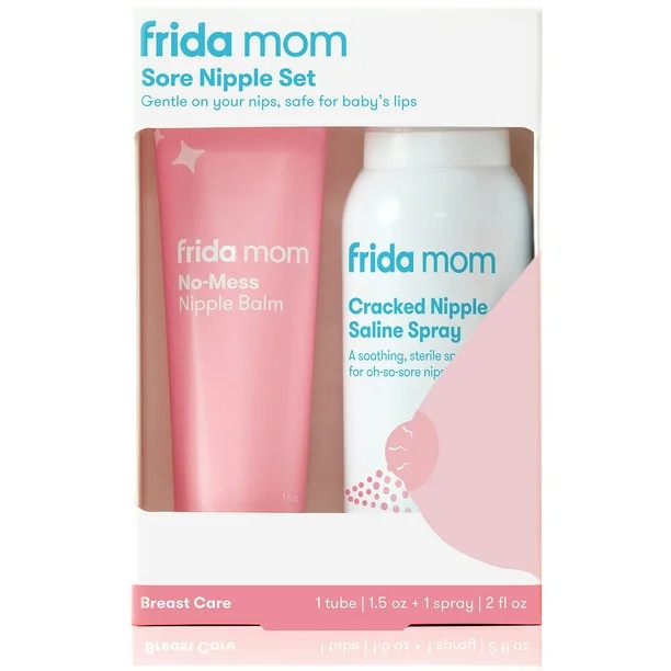 Frida Mom Sore Nipple Set, Cracked Nipple Saline Spray, No-Mess Nipple Balm, 2 Piece Set | Walmart (US)