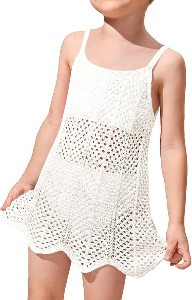Girl's Cover up Short Beach Cami Dress Strap Cable Knit Swimsuit Bikini Cover Up | Amazon (US)