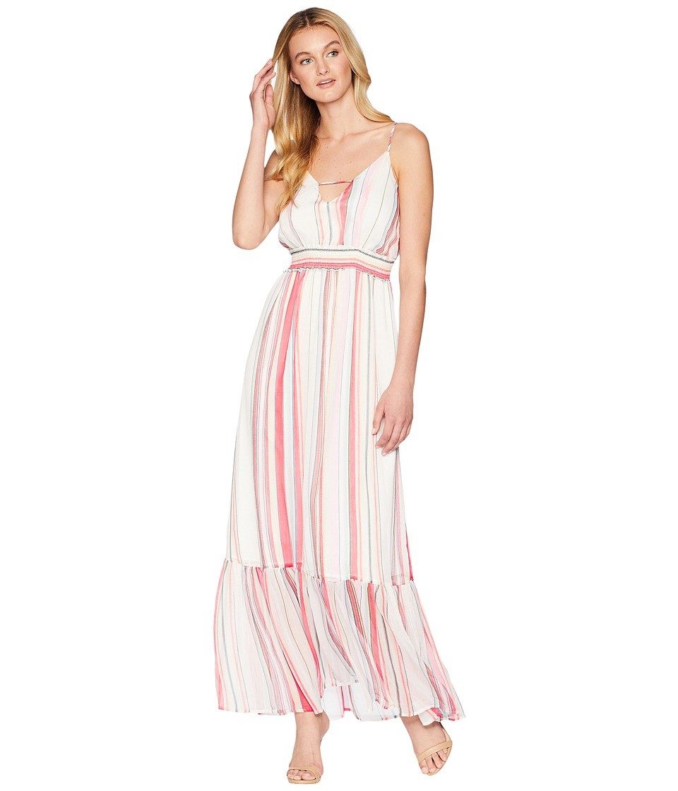 Jack by BB Dakota Luciana Umbrella Stripe Printed Crinkle Chiffon Maxi Dress (Cloud White) Women's Dress | Zappos
