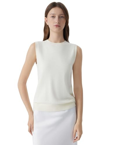 SUUKSESS Women Silk Cashmere Blend Crew Neck Sweater Vests Sleeveless Tank Tops | Amazon (US)