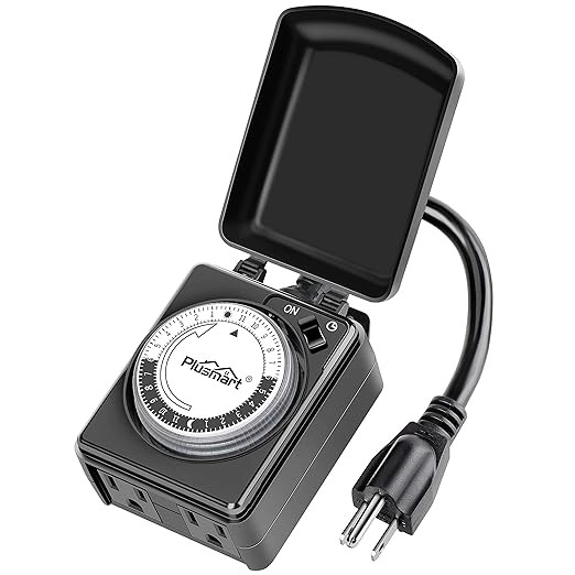Plusmart 24 Hour Outdoor Lights Timer Waterproof, Programmable Mechanical Timer with 2 Grounded O... | Amazon (US)