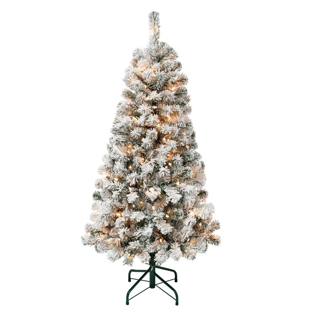 4.5' Pre-lit Flocked Acacia Artificial Christmas Tree Clear Lights - National Tree Company | Target