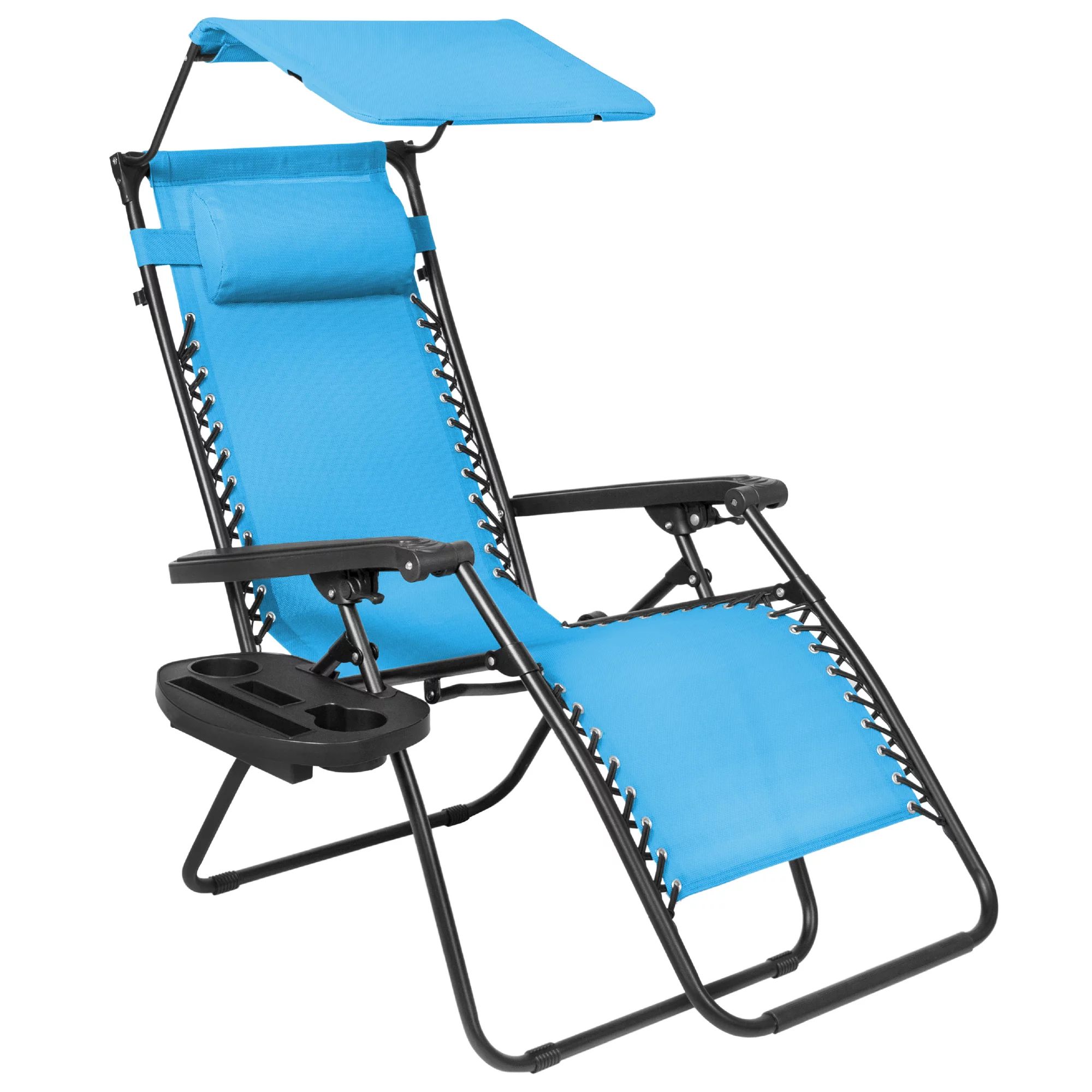 Best Choice Products Folding Zero Gravity Recliner Patio Lounge Chair w/ Canopy Shade, Headrest, ... | Walmart (US)
