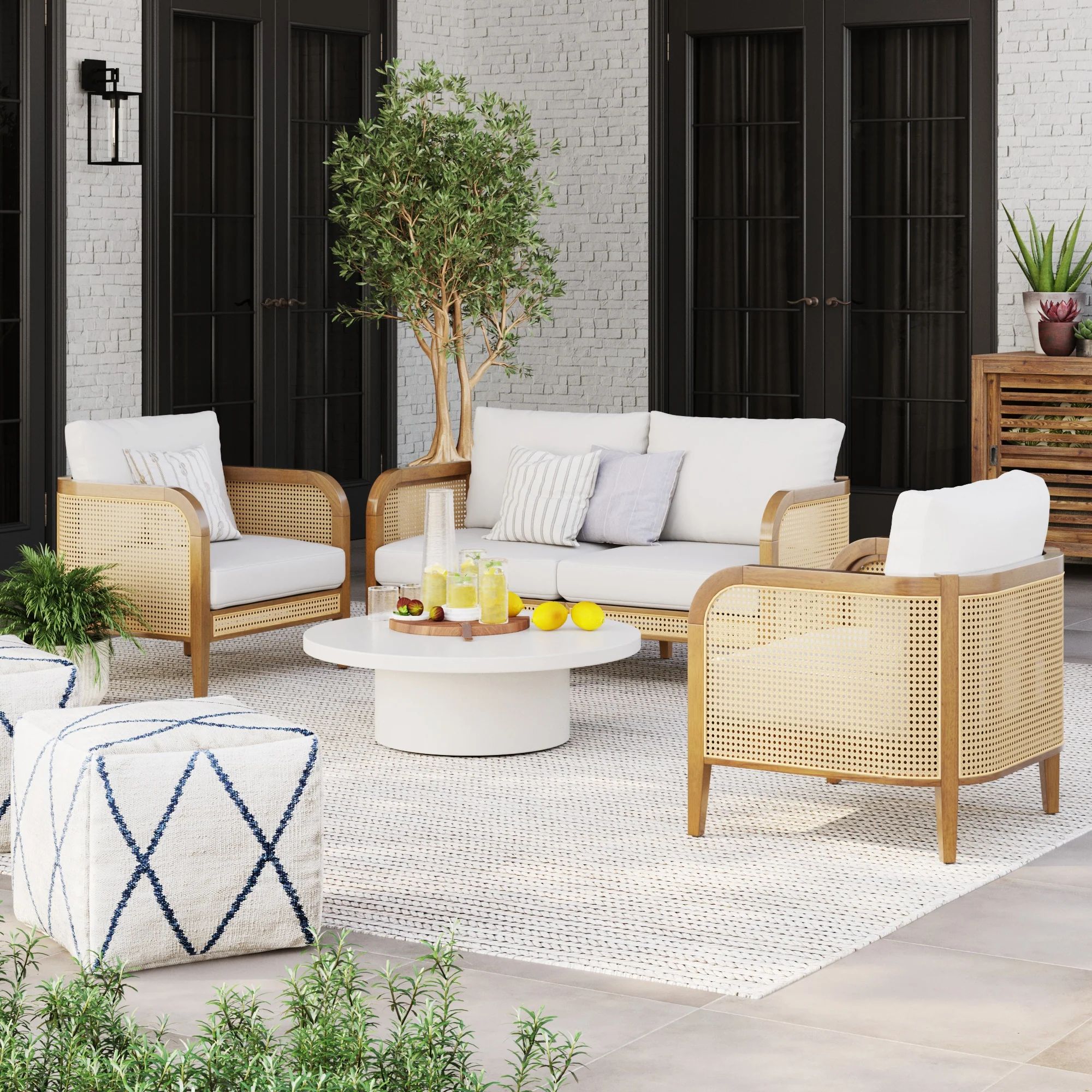 Outdoor Set Rattan Loveseat & 2 Chairs | Nathan James