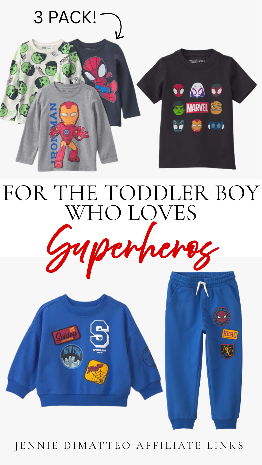 For the little guy who’s always ready to save the day 🦸❤️ Loving these Marvel finds for fall, especially the 3-pack of tees for easy everyday outfits!

#ToddlerBoyStyle #ToddlerBoyFashion #BoysFallFashion #MarvelKids #MarvelStyle #SuperheroStyle #SpidermanKids #ToddlerOutfits #BoysStyle #KidsFallFashion #FallFashion #LTKKids #LTKFamily #LTKFinds 

 #LTKootd #LTKBaby #LTKKids