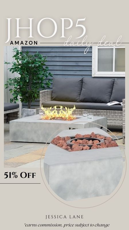 Amazon daily deal, save 51% on this outdoor square fire pit. Outdoor furniture, patio furniture, fire pit, square fire pit, concrete fire pit, outdoor decor, outdoor living, Amazon home, Amazon deal

#LTKsalealert #LTKSeasonal #LTKhome