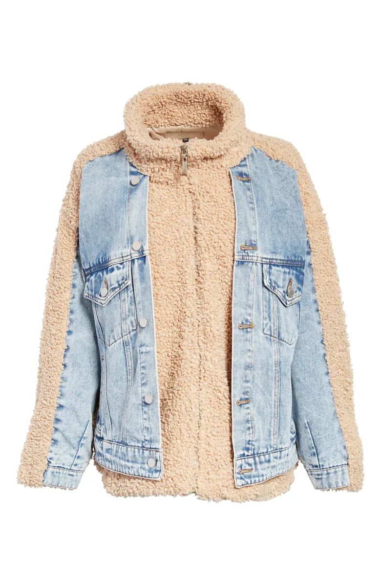 Faux Shearling & Denim Trucker Jacket | Nordstrom