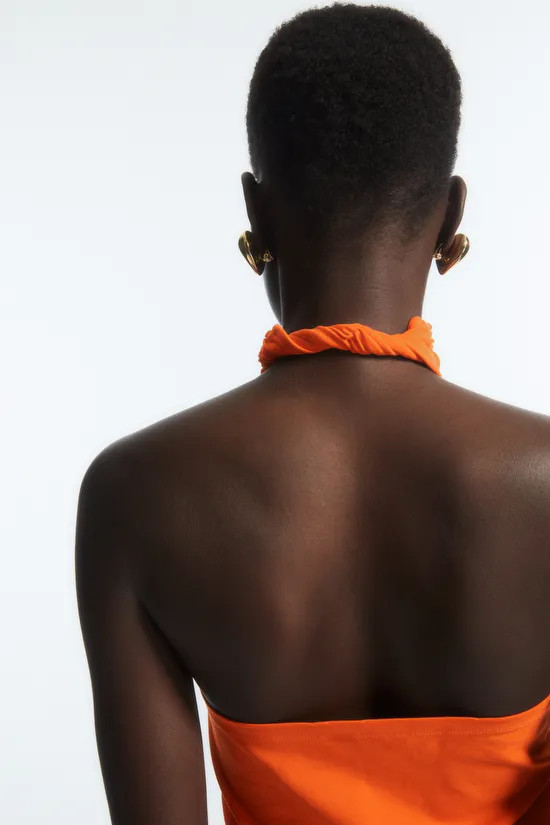 HALTERNECK CROPPED TOP - ORANGE - Tops - COS | COS (US)