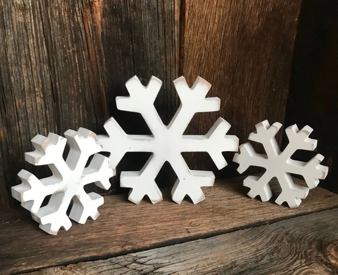 Country Snowflake Decor White Distressed Snowflake Farmhouse - Etsy | Etsy (US)