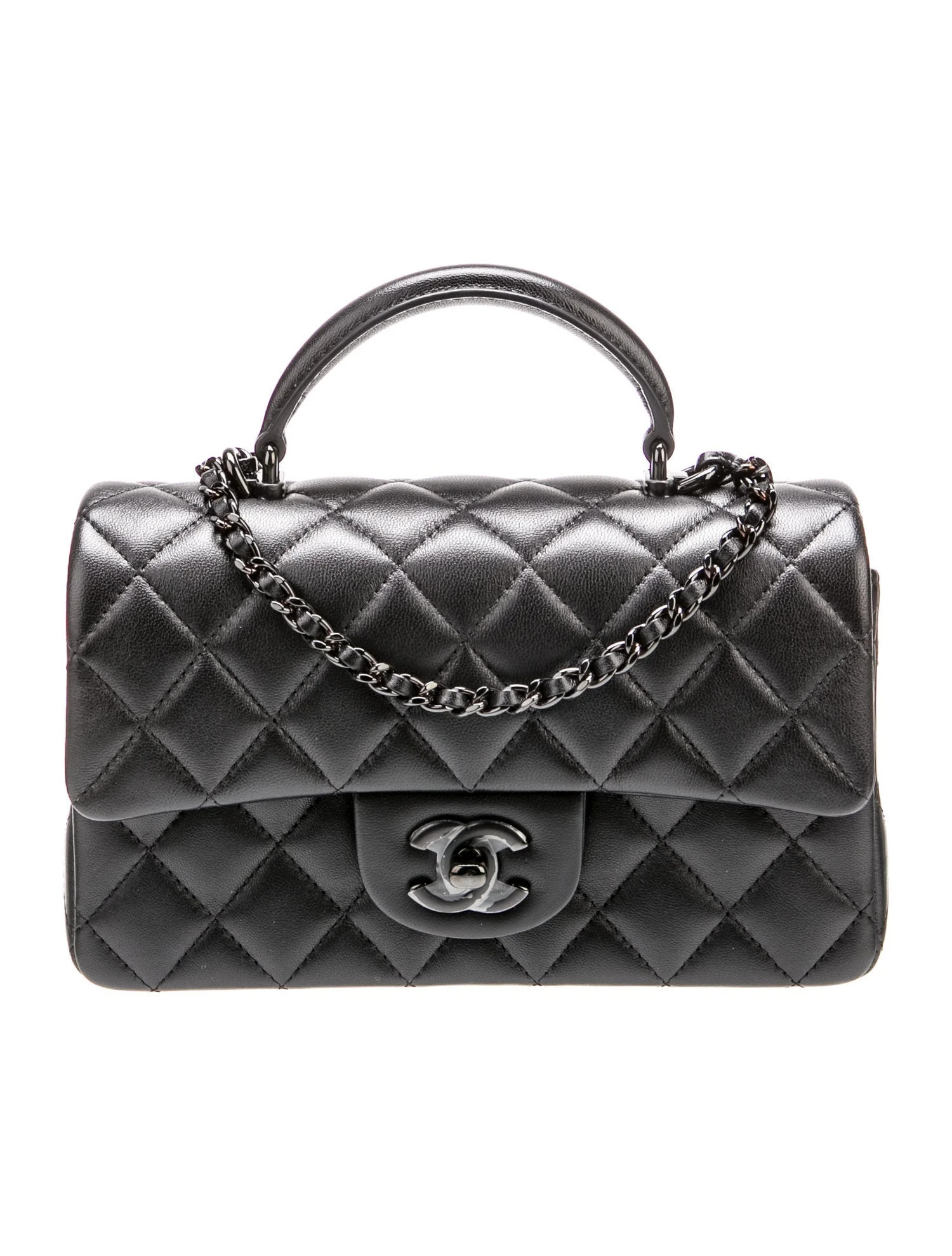 Chanel Classic Rectangular Mini So Black Top Handle Flap Bag - Black Handle Bags, Handbags - CHA1... | The RealReal