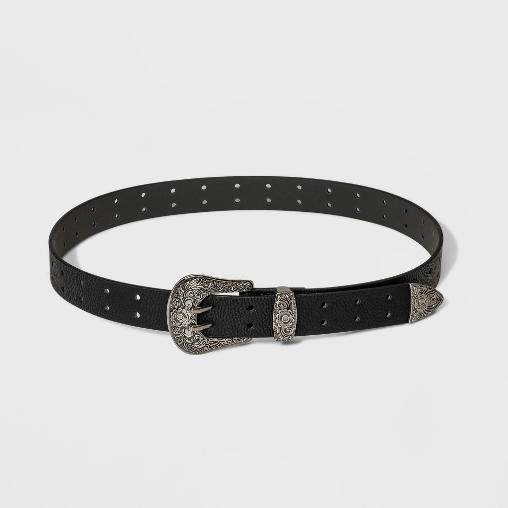 Women's Double Perf Western Belt - Wild Fable Black L | Target