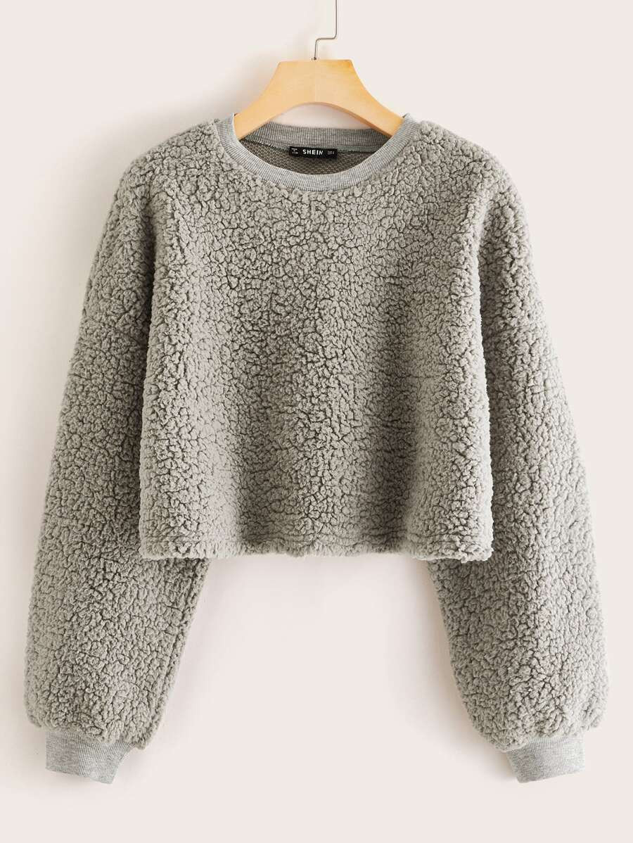 SHEIN Drop Shoulder Teddy Sweatshirt | SHEIN