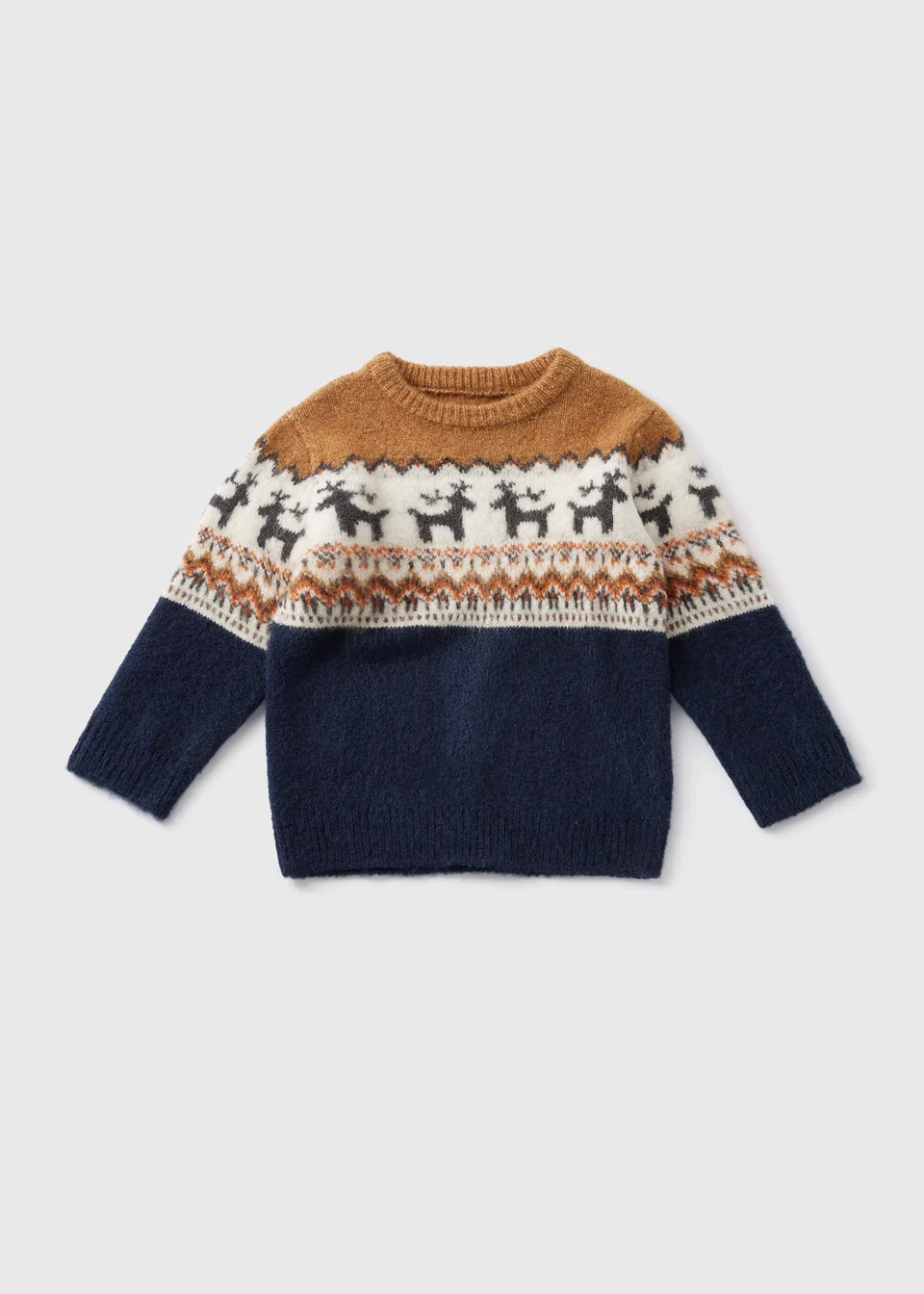 Boys Navy Reindeer Fairisle Knit Jumper (1-7yrs) | Matalan (UK)