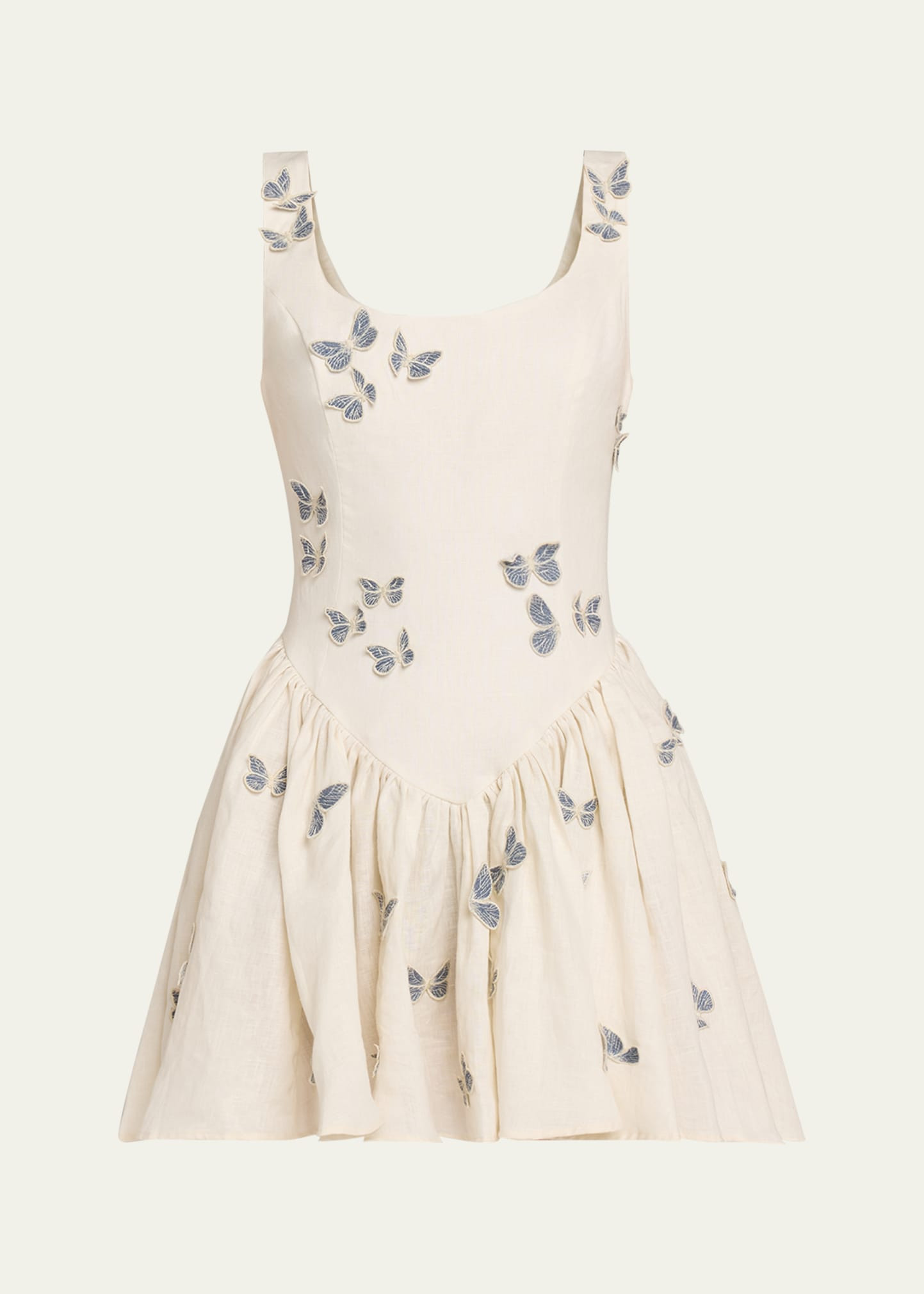 Agua by Agua Bendita Pluma Drop-Waist Butterfly Mini Dress | Bergdorf Goodman