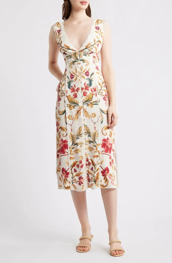 Royal Garden Print Sleeveless Satin Dress | Nordstrom