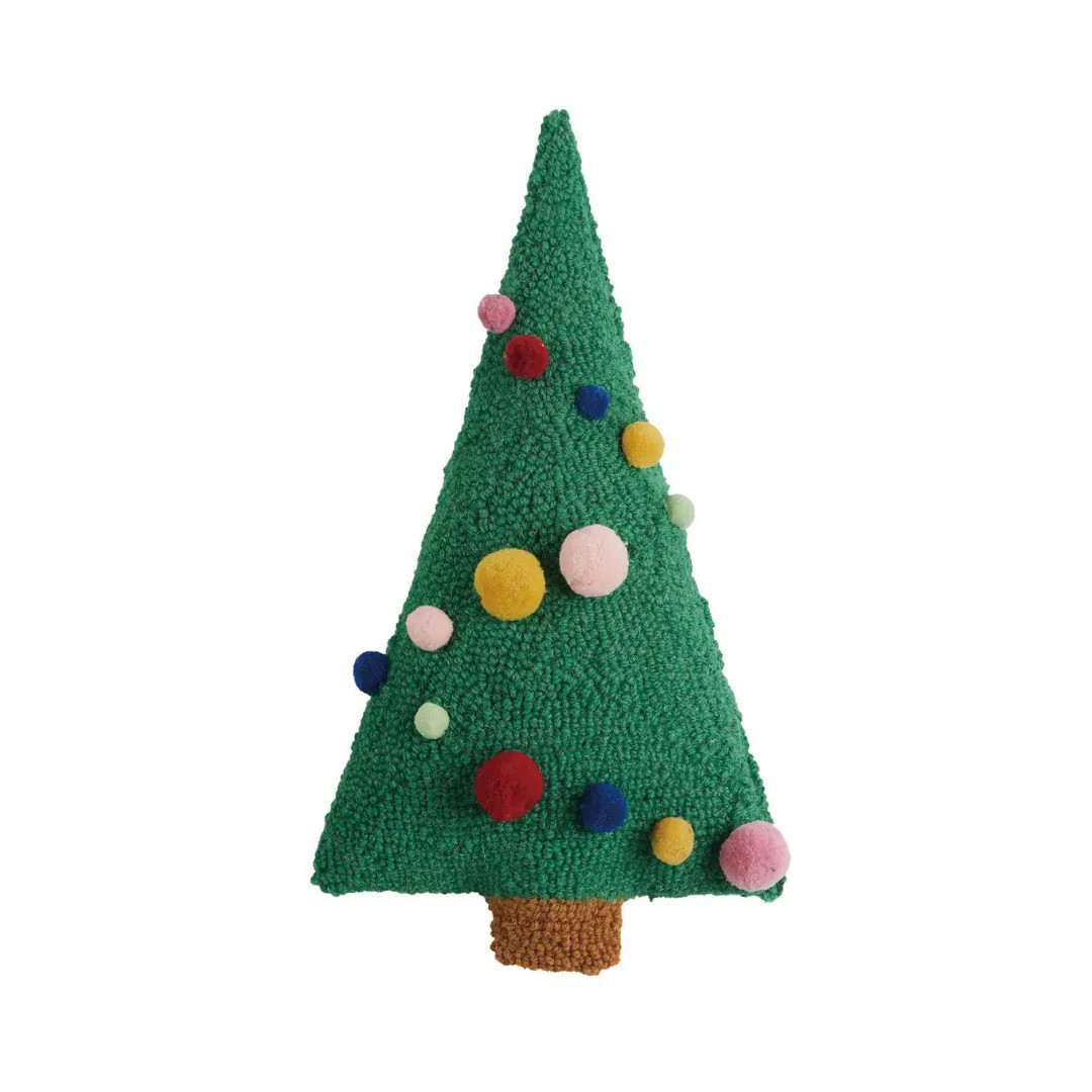 Shaped Tree w/ Poms Pillow | Pink Antlers