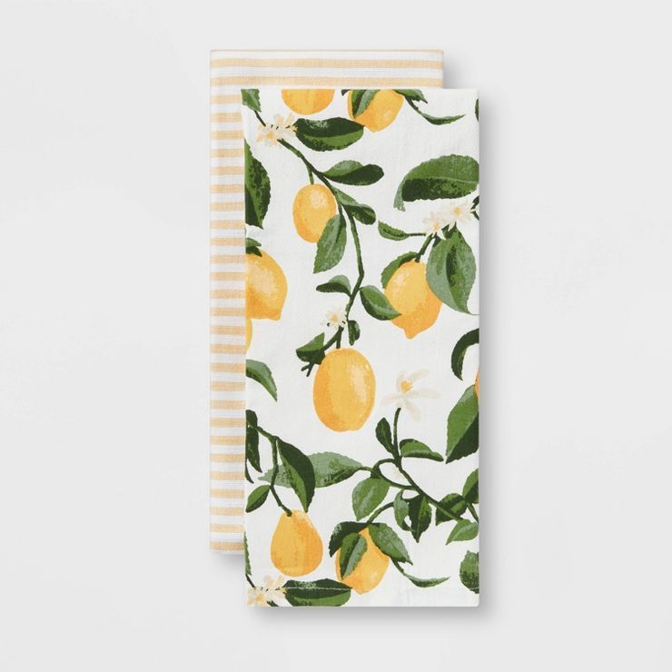 2pk Cotton Printed Kitchen Towels - Threshold™ | Target