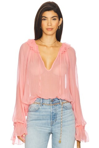 Evelyn Sheer Top in Rose Pink | Revolve Clothing (Global)