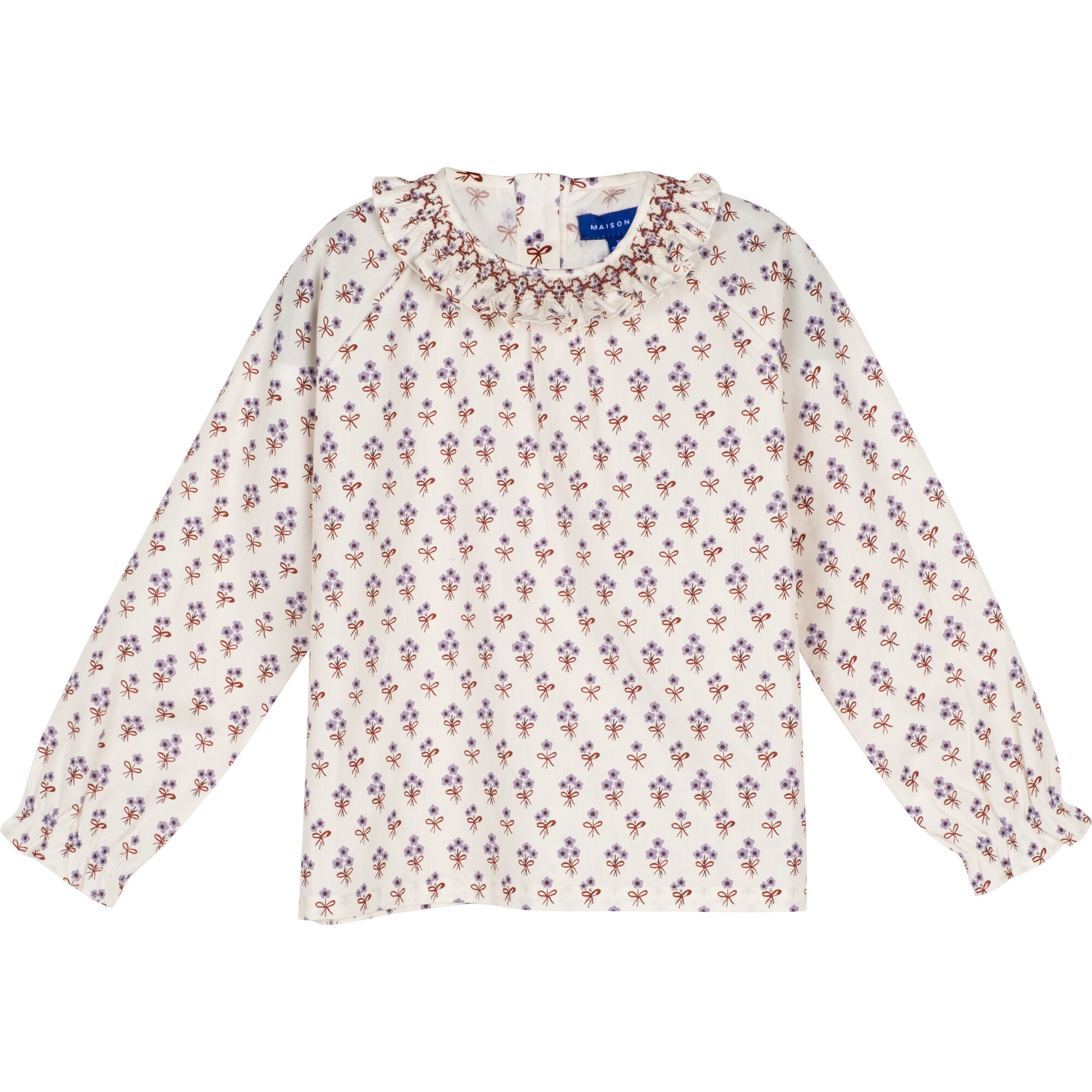 Jonie Collared Blouse, Cream & Lavender Ditsy Floral | Maisonette