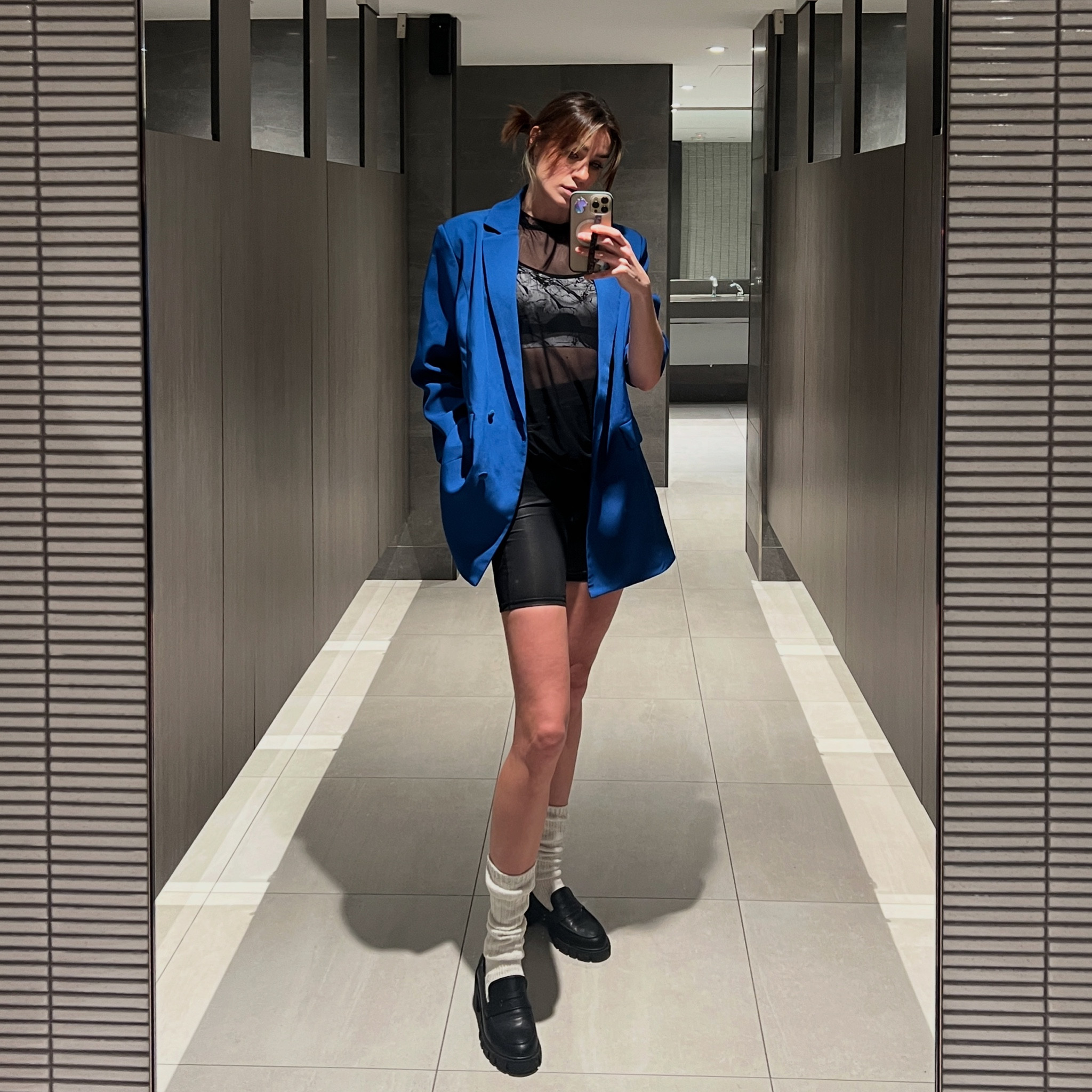 Would you guess that most of what I’m wearing is also made to fit a pregnant body?! Bike shorts and a mesh tank made to fit and flatter at every stage of a woman’s life including pregnancy, and nursing bra top (also available as a normal sports bra).

Played with this otherwise athleisure fit by adding a chunky sock, loafer, and oversized blazer, for a slightly more elevated and playful outfit.

#LTKStyleTip #LTKBump #LTKActive