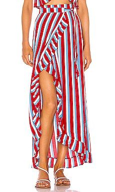 Lovers + Friends Waves For Days Wrap Skirt in Americana Stripe from Revolve.com | Revolve Clothing (Global)