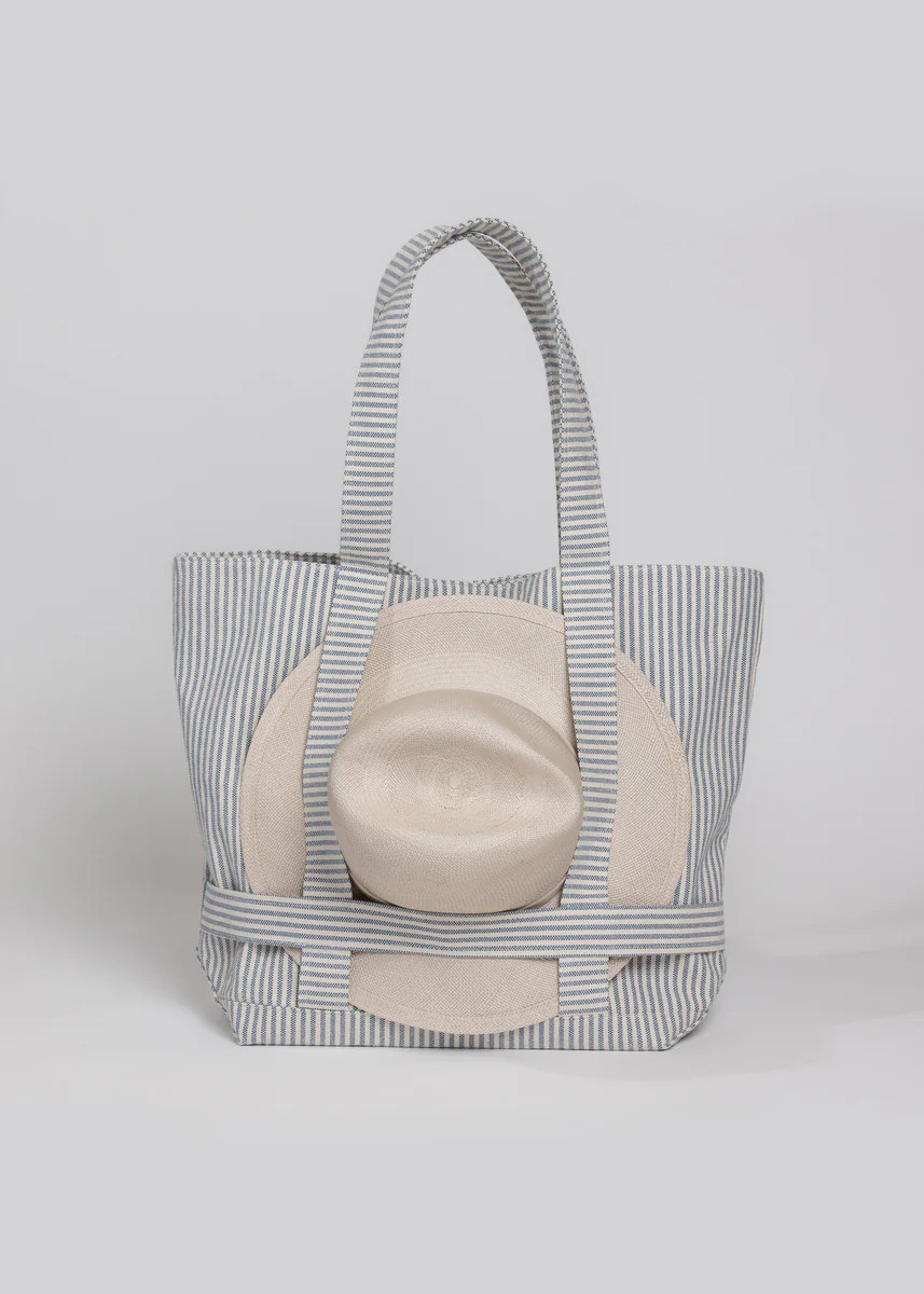 The Original Canvas Traveler Bag- Navy Stripe | Hat Attack