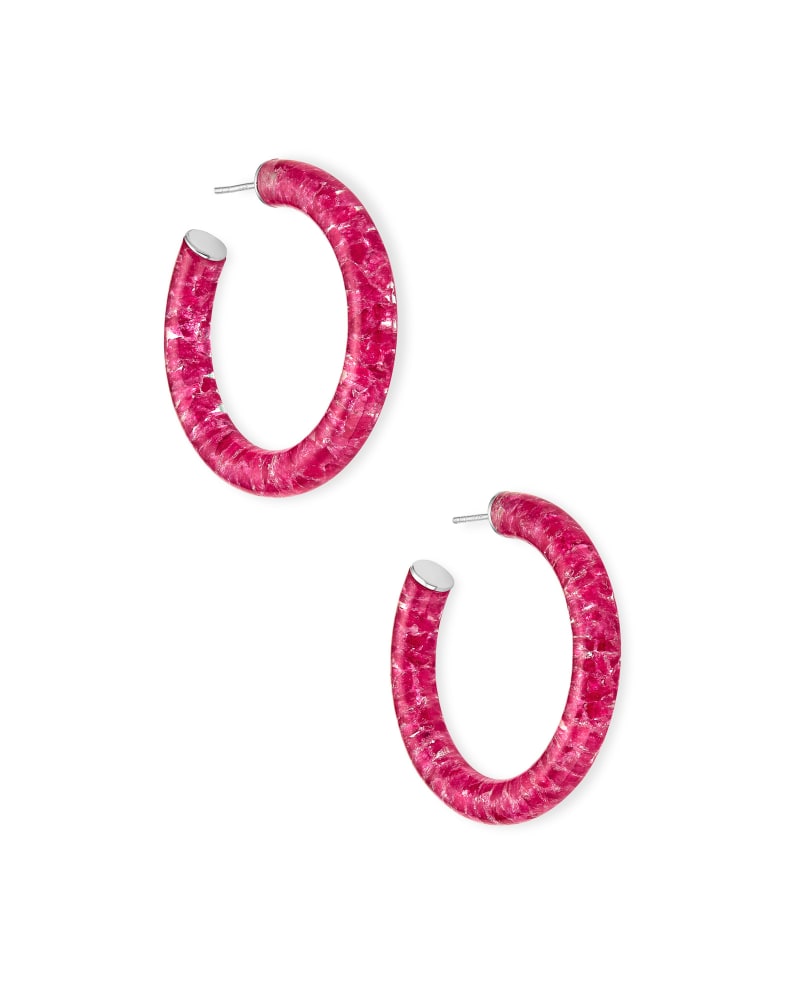 Sonnie Sterling Silver Hoop Earrings in Deep Blush Quartz | Kendra Scott