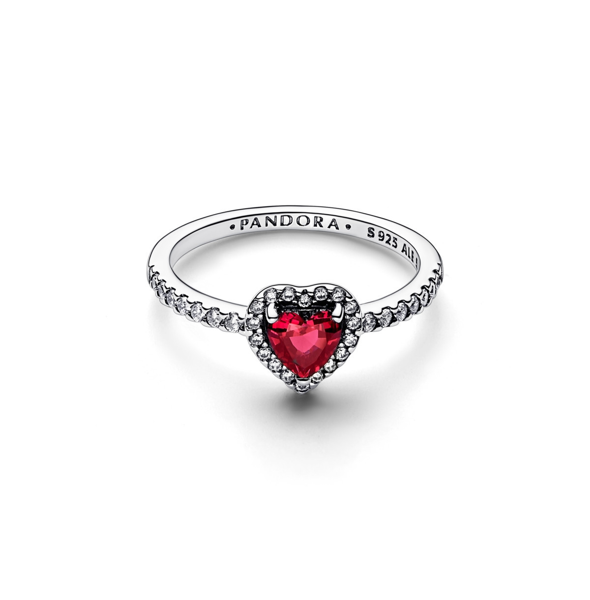 Pandora Crystal Stone Timeless Elevated Red Heart Ring - Silver | Macy's