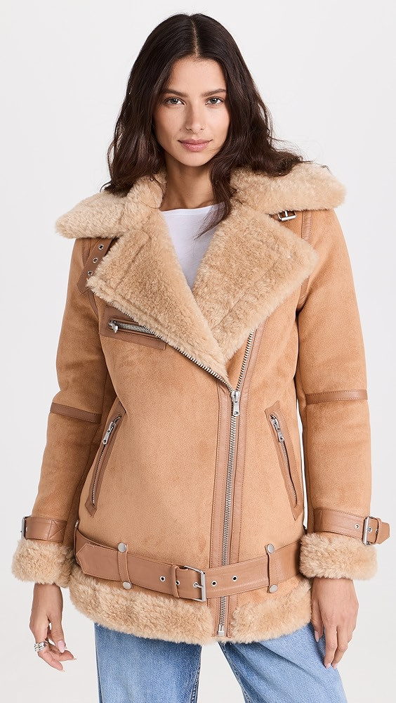 Avec Les Filles Bonded Faux Shearling Biker Jacket | Shopbop | Shopbop