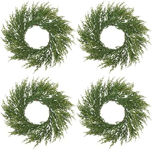 SARO LIFESTYLE Artificial Cypress Wreath - Set of 4, 9.5" x 9.5", Green | Amazon (US)