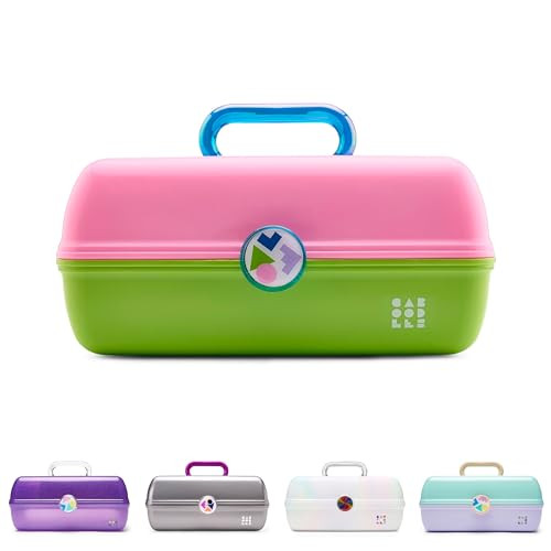 Caboodles On-The-Go Girl Makeup Box, Two-Tone Pink on Neon Green, Hard Plastic Makeup Organizer Box, Built-In Mirror, Secure Latch for Safe Travel, Spacious Storage for Large Items | Amazon (US)