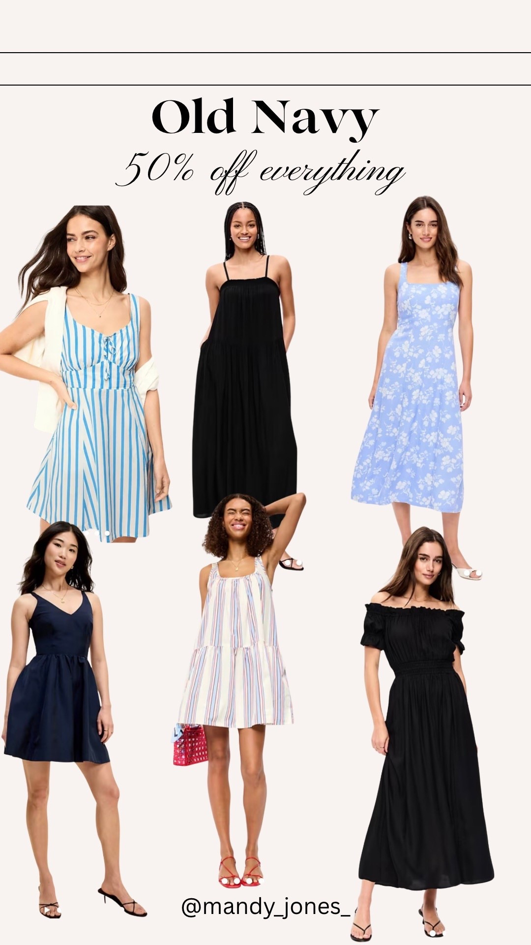50% OFF EVERYTHING at Old Navy  
If you’ve been waiting to refresh your spring and summer dresses… this is it.

#LTKSaleAlert #LTKootd #LTKgrwm