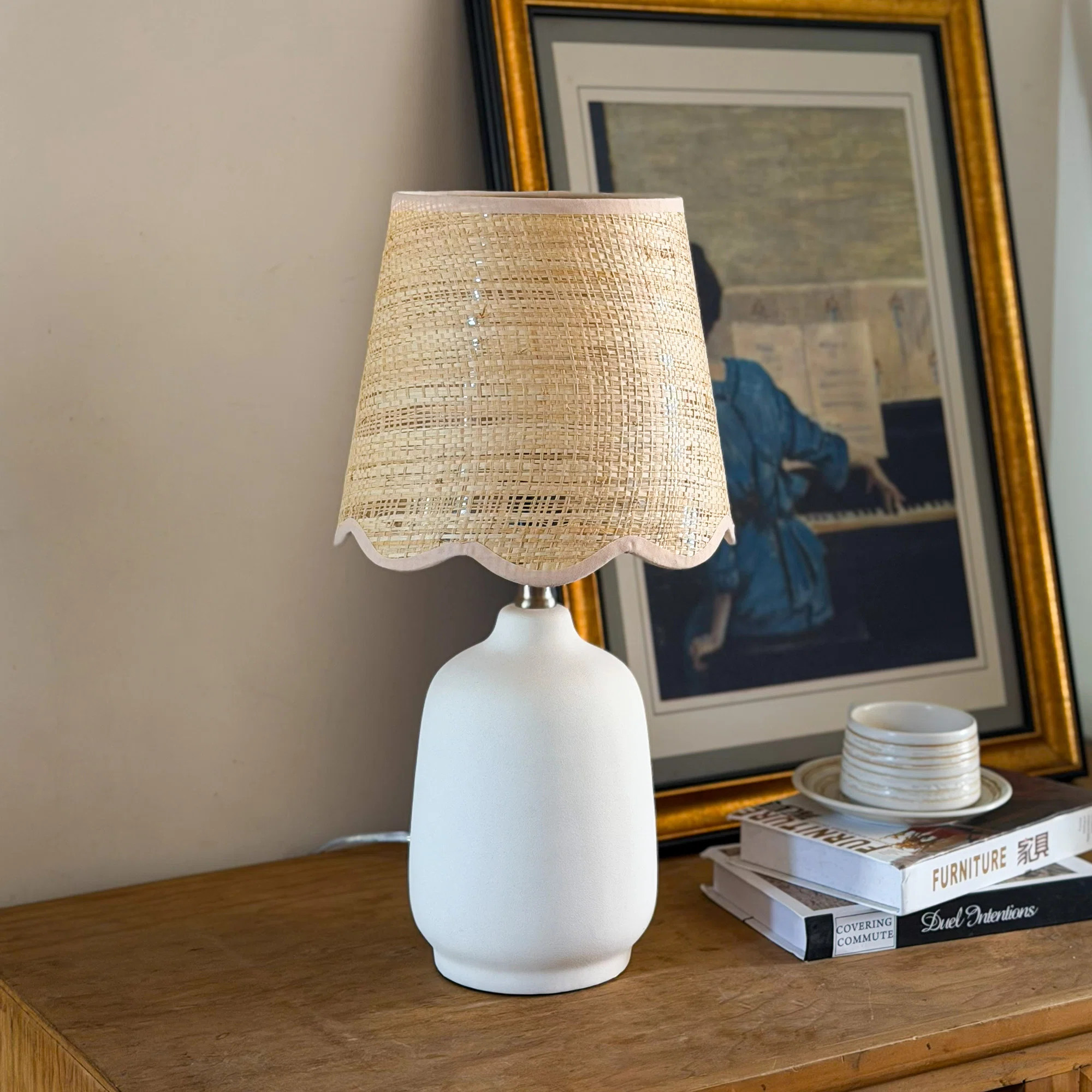 Ceramic Table Lamp with Scallop Shade | Wayfair North America