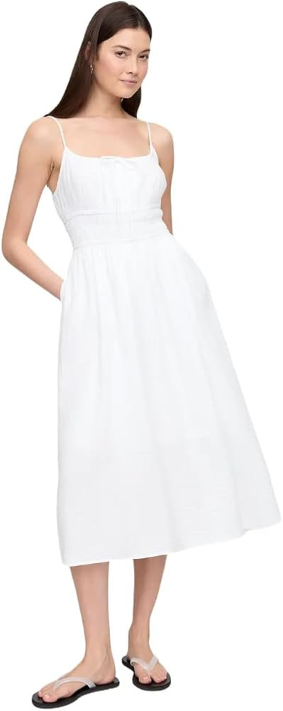 Gap Womens Tie-Front Woven Maxi Dress | Amazon (US)