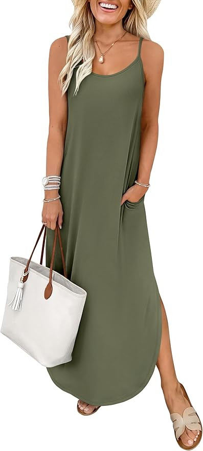 ANRABESS Womens Summer Spaghetti Strap Maxi Dress Beach Cover Up Casual Sleeveless Sundress Vacat... | Amazon (US)
