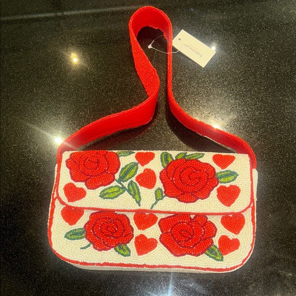 Francesca's Collections Red and White Floral Crossbody Bag | Poshmark